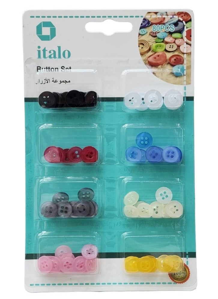 ITALO 80 Pieces Four Hole Sewing Mender Buttons Assorted Colors Repair Shirts And Other Purpose 1 Centimeter  - Image 2