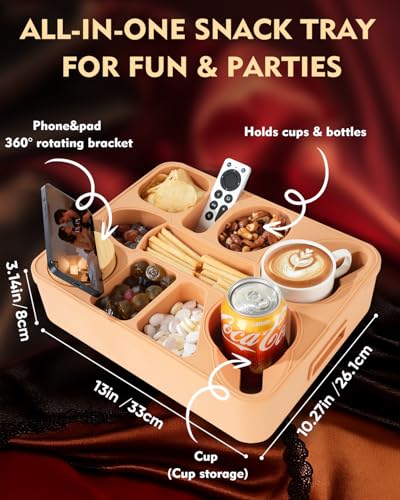RGBDOT Couch Cup Holder Tray Dual Cup Silicone Organizer – Waterproof Anti-Slip Snack & Drink Tray for Sofa, Bed, Car & Camping, Dishwasher Safe Funny Gift - Image 2