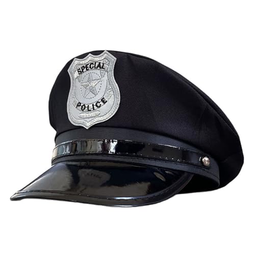 Soochat Police Hat Cop Hat Policeman Cap Police Cosplay Halloween Party Accessories - Image 1