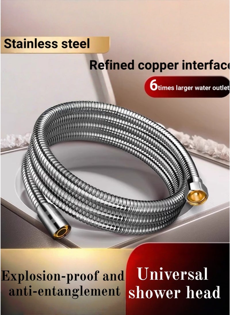 Beautiful Stainless Steel Shower Hose, Showerhead Hose, Explosion-Proof Showerhead, 1.5-Meter Electroplated Metal Hose For Water Pipes - Image 1