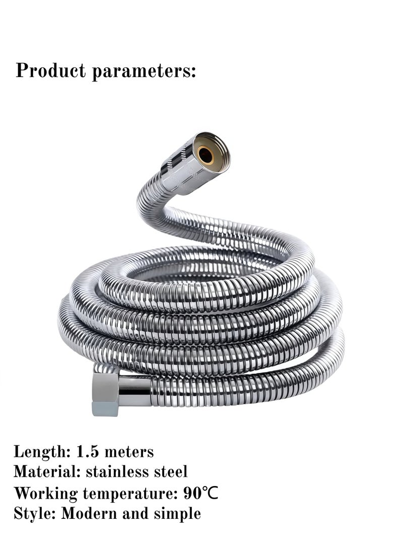 Beautiful Stainless Steel Shower Hose, Showerhead Hose, Explosion-Proof Showerhead, 1.5-Meter Electroplated Metal Hose For Water Pipes - Image 2