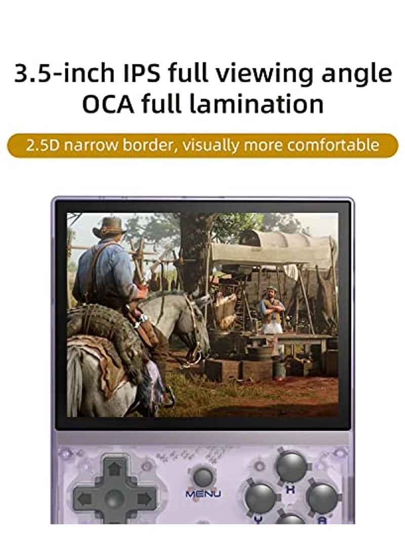 RG35XX Handheld Game Console, 3.5-Inch IPS Screen Linux System Retro Video Games Consoles, Portable Pocket Video Player Built-in 5000+ Games (Purple Transparent-64G+128G) - Image 2