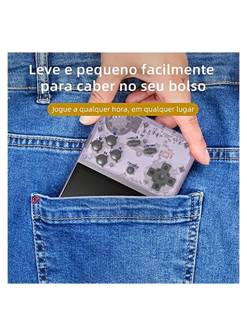 RG35XX Handheld Game Console, 3.5-Inch IPS Screen Linux System Retro Video Games Consoles, Portable Pocket Video Player Built-in 5000+ Games (Purple Transparent-64G+128G) - Image 4