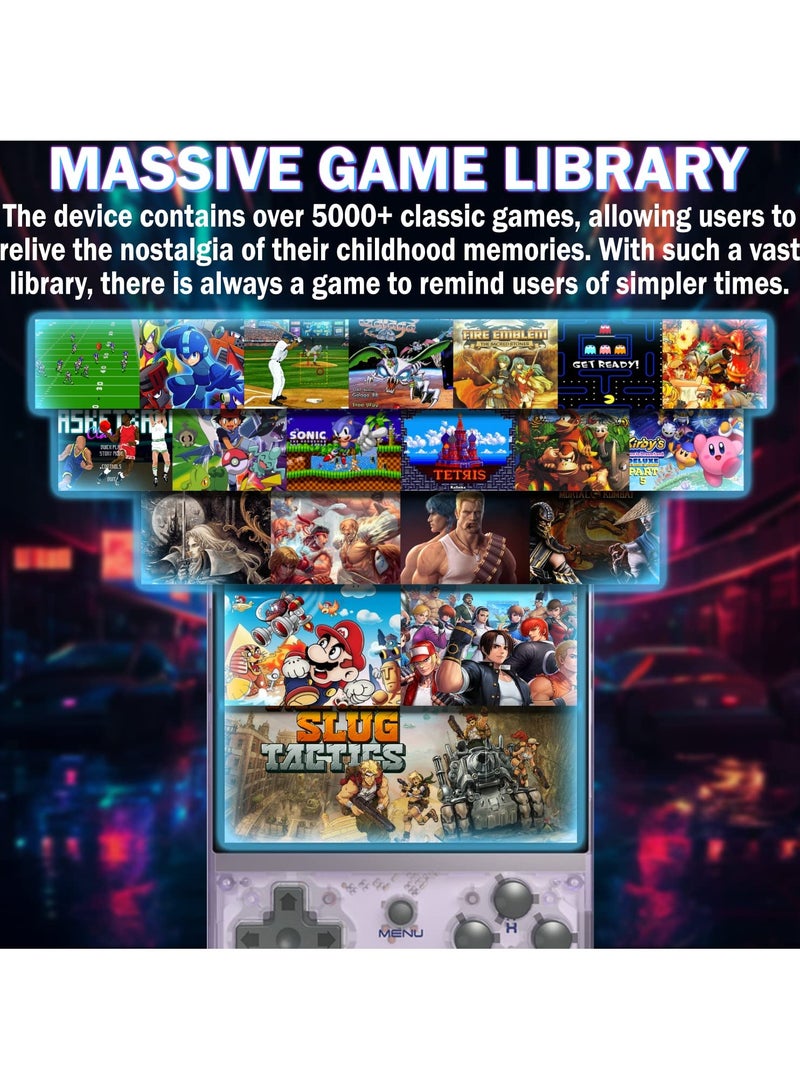 RG35XX Handheld Game Console, 3.5-Inch IPS Screen Linux System Retro Video Games Consoles, Portable Pocket Video Player Built-in 5000+ Games (Purple Transparent-64G+128G) - Image 5