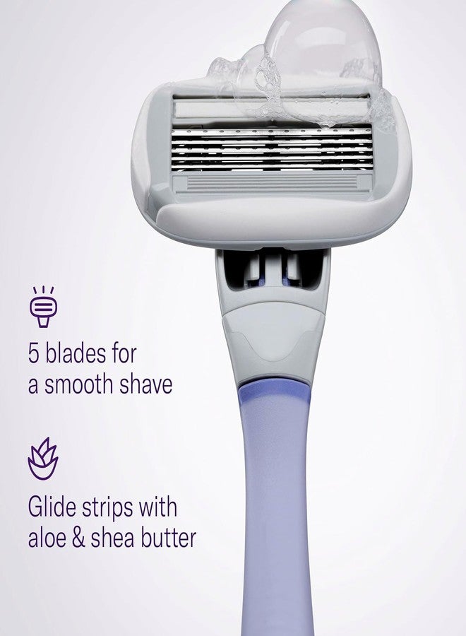 Flamingo Shaving Razor Set for Women - Original Razor Handle, 4 Blade Refills, and Shower Holder - Lilac - Image 5