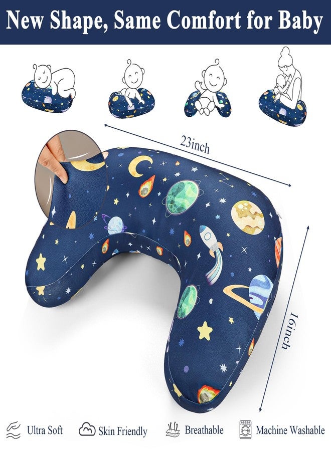 Pea Pod Nursing Pillow Cover 2 Pack Soft Stretchy Nursing Cover for New-Designed Breastfeeding Pillow, Removable Feeding Slipover for Baby Boy and Girls, Outer Space Pattern - Image 4