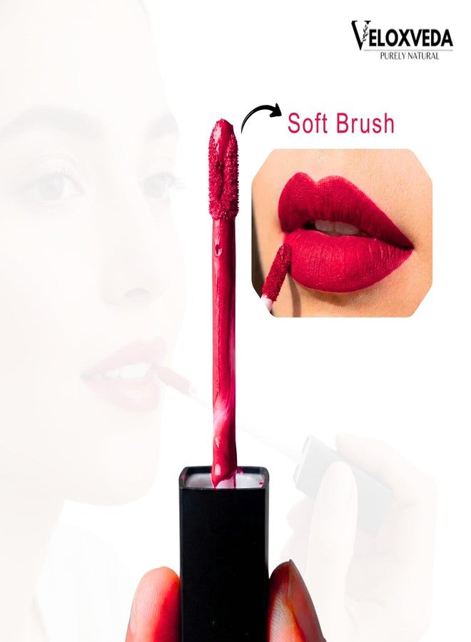 Veloxveda Mystic Matte Liquid Lipstick - Long Lasting, Waterproof & Smudge-Proof - Highly Pigmented Velvet Finish, 5ml (Blood Lust V-08) - Image 4