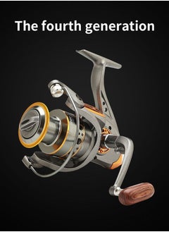 DUNISO Spinning Fishing Reel Wheel 5.2:1 Gear RatioFull Metal Wear Resistant with Wooden Handle Anti-Slip Wheel Grip for Seawater Freshwater-5000  - Image 3