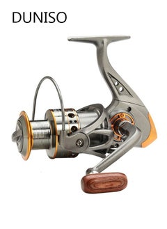 DUNISO Spinning Fishing Reel Wheel 5.2:1 Gear RatioFull Metal Wear Resistant with Wooden Handle Anti-Slip Wheel Grip for Seawater Freshwater-5000  - Image 1