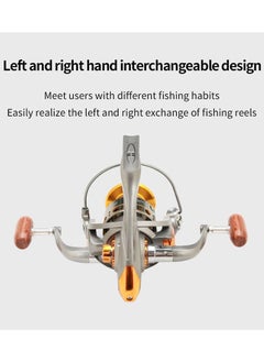 DUNISO Spinning Fishing Reel Wheel 5.2:1 Gear RatioFull Metal Wear Resistant with Wooden Handle Anti-Slip Wheel Grip for Seawater Freshwater-5000  - Image 4