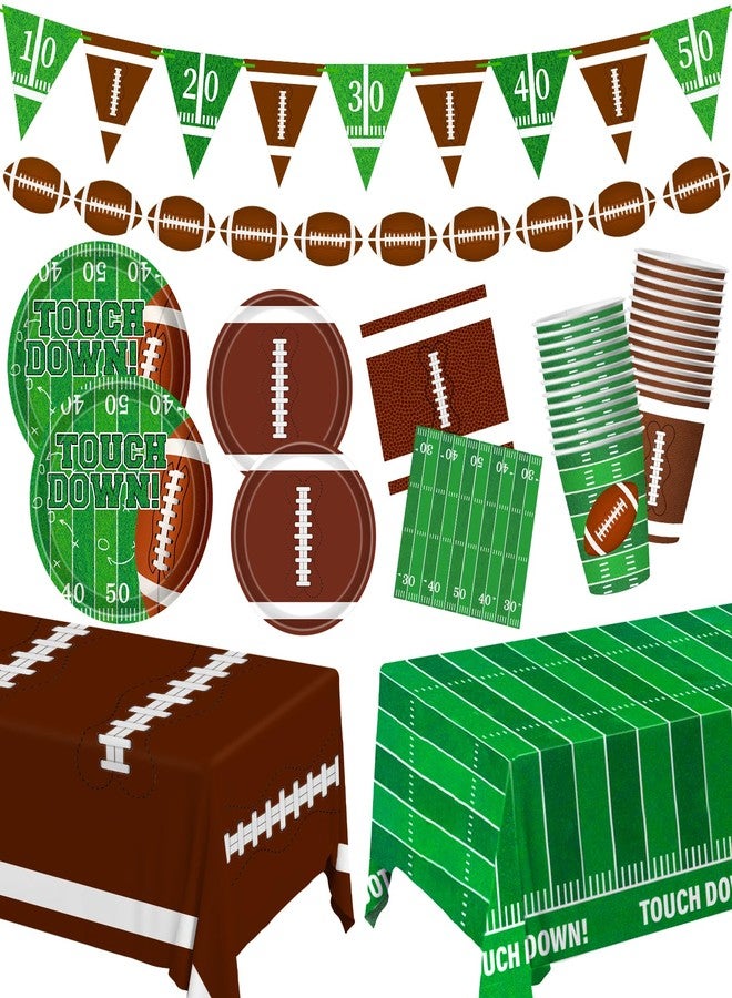 Yunfan Football Party Decorations Football Party Supplies Kit Serve 24 Plates Napkins Cups Banner Tablecloth for Foot Ball Themed Birthday Gameday Decorations - Image 1
