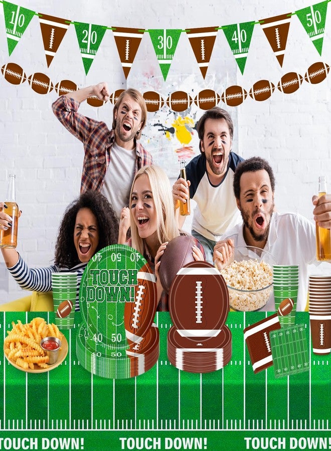 Yunfan Football Party Decorations Football Party Supplies Kit Serve 24 Plates Napkins Cups Banner Tablecloth for Foot Ball Themed Birthday Gameday Decorations - Image 3