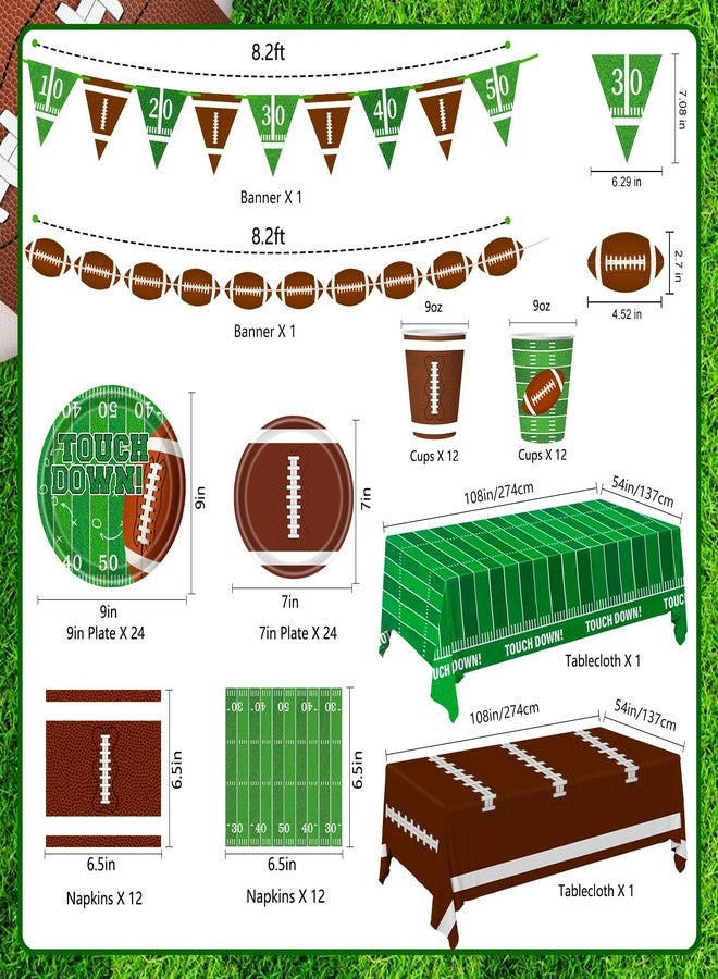 Yunfan Football Party Decorations Football Party Supplies Kit Serve 24 Plates Napkins Cups Banner Tablecloth for Foot Ball Themed Birthday Gameday Decorations - Image 2