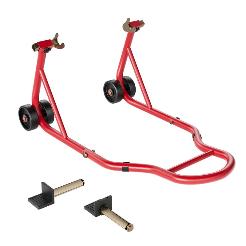 SPECSTAR Motorcycle Stand, 441 Lbs Capacity Rear Wheel Lift with U+L Adjustable Swingarm Spool, Heavy Duty Paddock Stand fit for BMW Suzuki Yamaha Honda Kawasaki, Red - Image 1