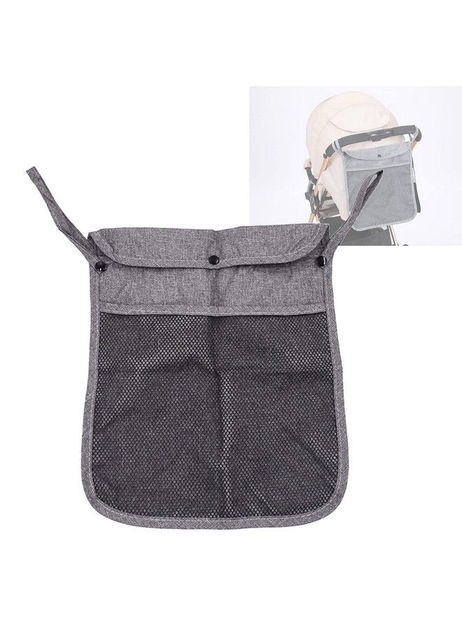 Dogxiong Portable Stroller Hanging Bag With Two Storage Pockets Stroller Bag Organizer For Nappy Baby Cloth/Bottle/Toy Stroller Hanging Storage Net Bag Grey - Image 2