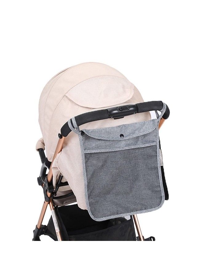 Dogxiong Portable Stroller Hanging Bag With Two Storage Pockets Stroller Bag Organizer For Nappy Baby Cloth/Bottle/Toy Stroller Hanging Storage Net Bag Grey - Image 3
