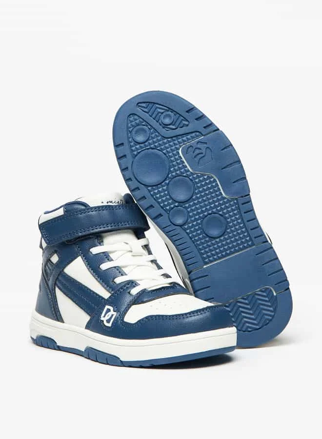 Mister Duchini Boys' Panelled Sneakers with Hook and Loop Closure