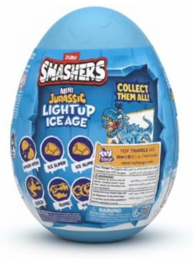 ZURU SMASHERS بيضة سماسيرز ميني جراسيك المتوهجة من عصر الجليد للأطفال، لعبة ديناصور مع 6+ مفاجآت، سلايم، رمل، ملصقات، بناء وتوهج الديناصور، مخلوقات ما قبل التاريخ القابلة للجمع، لعب داخلي، للأعمار 3+ - Image 1