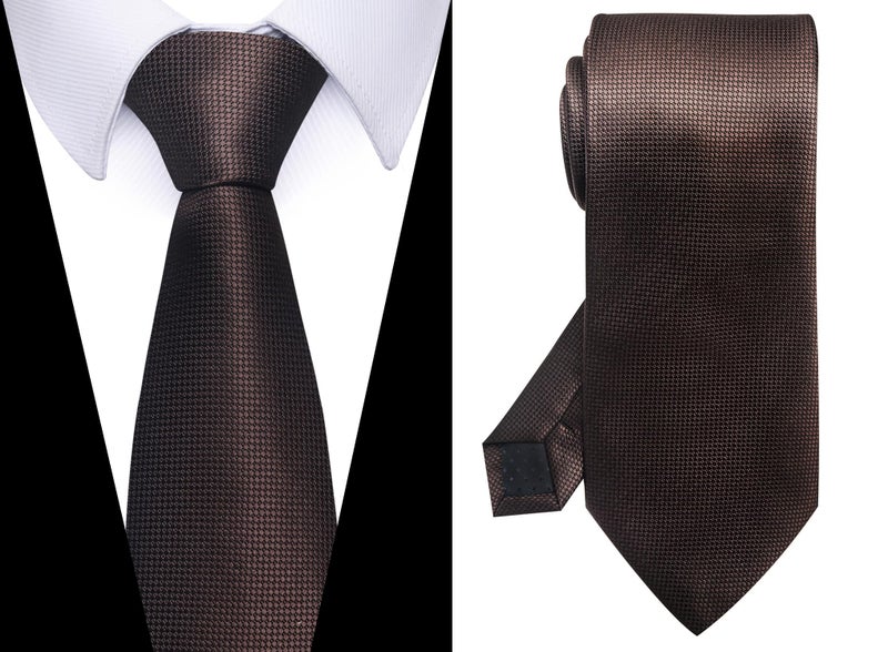 Passabin Tie For Men Necktie Woven Jacquard Neck Ties Set 6 PCS (Brown) - Image 4