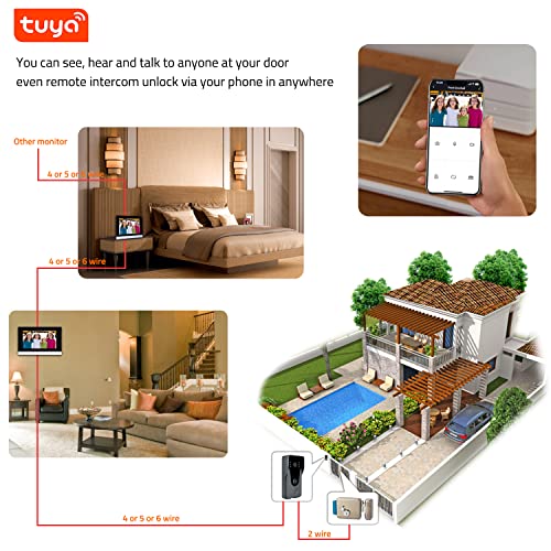 AMOCAM Wireless IP Video Doorbell Intercom System WiFi 7 Inch Monitor with Metal HD Door Camera Wired Power Video Intercom with 32G Card Record APP Remote 2Way Audio Unlock for Home Security System - Image 3