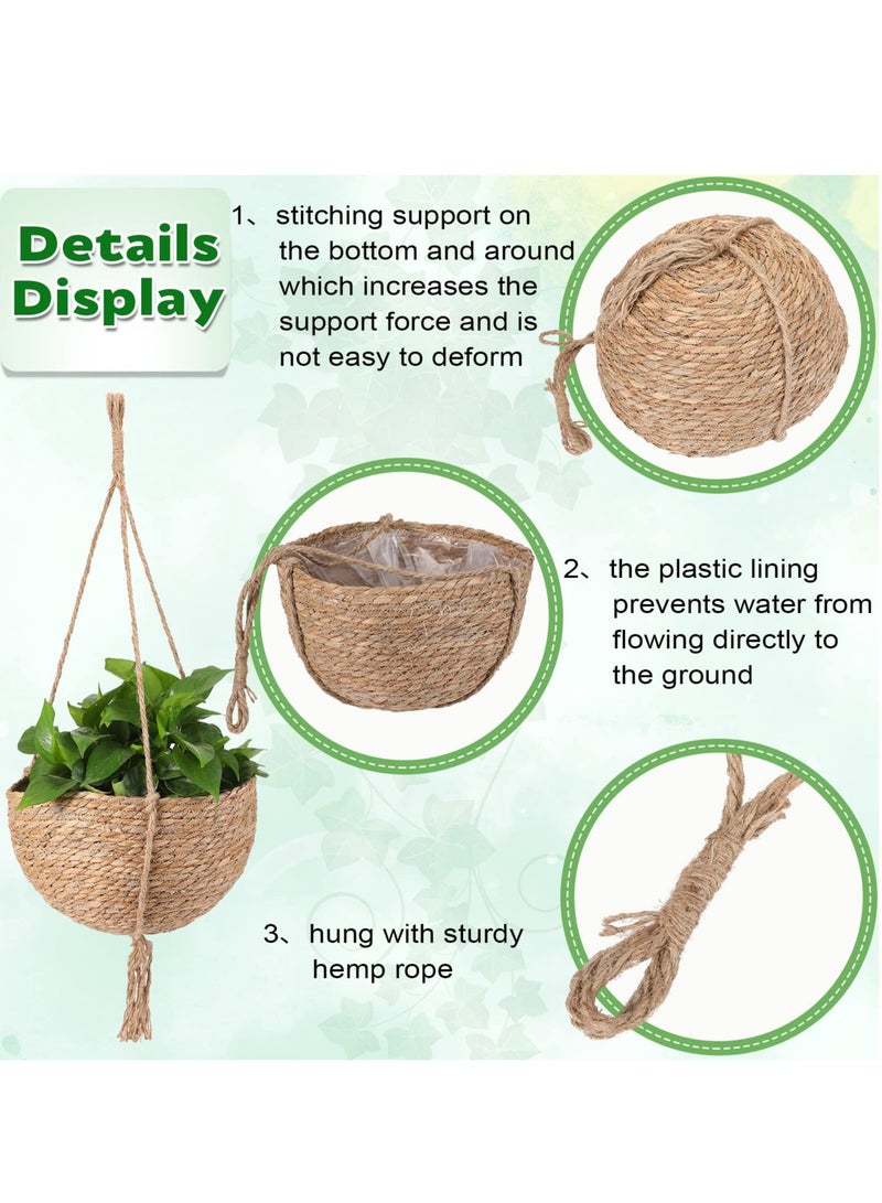 Excefore سلة نبات معلقة، حامل نباتات ماكرامي داخلية، سلة تخزين طبيعية لحامل إناء الزهور، إناء معلق منسوج، نبات معلق من حبل الجوت، نباتات معلقة مثبتة على الحائط، زخرفة زهور منسوجة يدويًا 4 قطع - Image 2