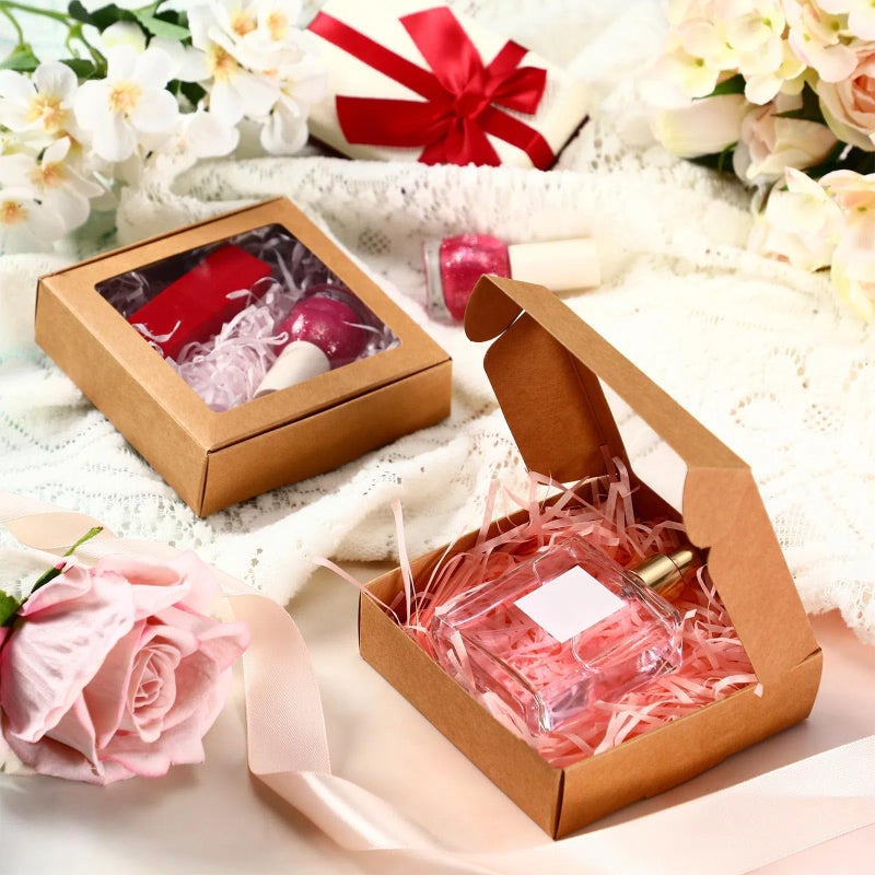 Zonon 60 Pcs Soap Boxes for Homemade Packaging Mini Kraft Treat Box with Window for Gift Present Bakery Candy Packaging(Brown,4.13 x 4.13 x 1.2 Inch) - Image 5