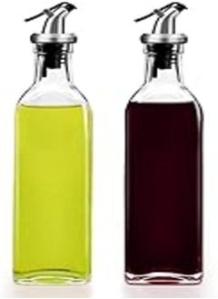 KASTWAVE KASTWAVE Glass Oil-Vinegar Dispenser Bottle,Olive Oil Bottles,BPA Free Stainless Steel Leak-Proof Cork,Transparent Oil Pourer and Holder(500 ml, Pack of 2) 