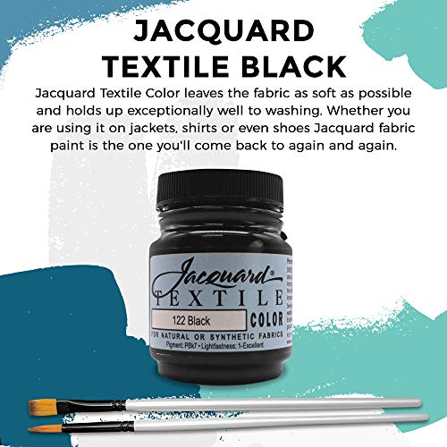 Moshify Jacquard Products Black Textile Color - Fabric Paint Made in USA - JAC1122 2.25-Ounces - Bundled Brush Set - Image 3