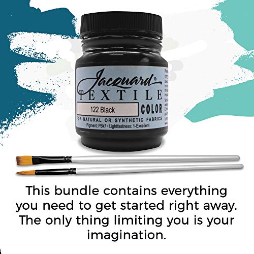 Moshify Jacquard Products Black Textile Color - Fabric Paint Made in USA - JAC1122 2.25-Ounces - Bundled Brush Set - Image 4