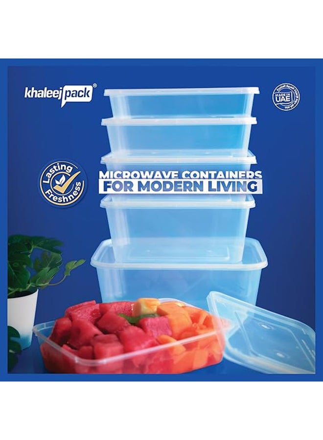 Khaleej Pack 650 ml ,5 Pcs Microwave Container rect. Disposable food storage container with lids - Image 2