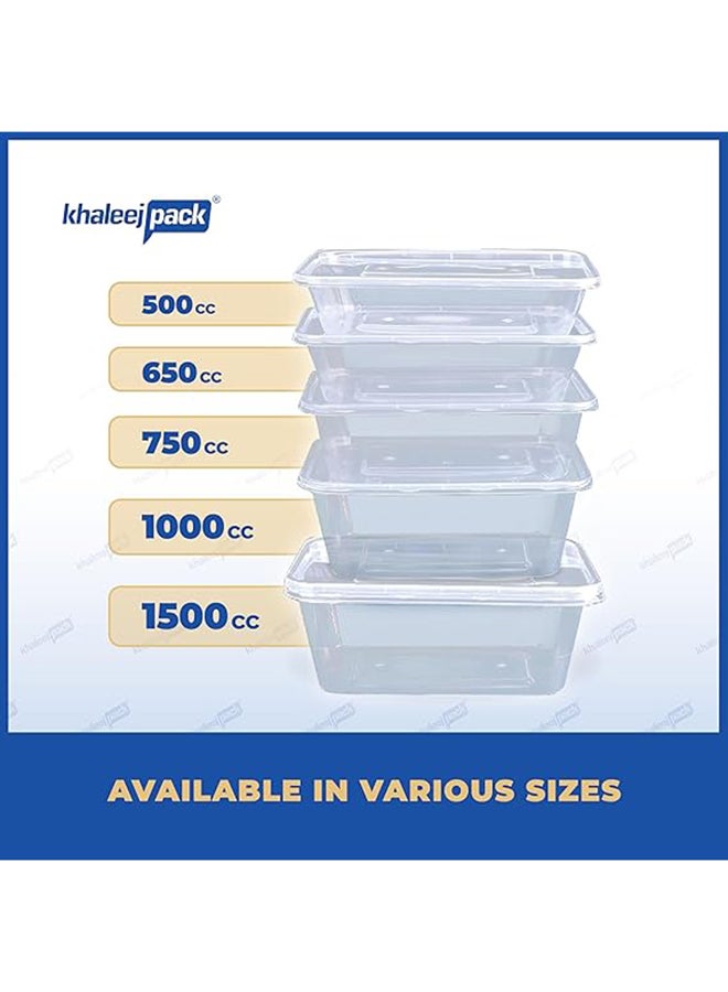 Khaleej Pack 650 ml ,5 Pcs Microwave Container rect. Disposable food storage container with lids - Image 3