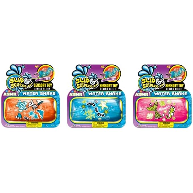 Ja-Ru Magic Glitter Water Snake Fidget Toy 5" (3 Packs Assorted) - Anxiety Stress Toys Slippery Tricky Wiggler Slippery Worm Tube Squishy Sensory Fidget Toy Water Snake Toy Party Favor Ball. 5559-3s - Image 1