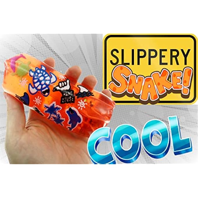 Ja-Ru Magic Glitter Water Snake Fidget Toy 5" (3 Packs Assorted) - Anxiety Stress Toys Slippery Tricky Wiggler Slippery Worm Tube Squishy Sensory Fidget Toy Water Snake Toy Party Favor Ball. 5559-3s - Image 4