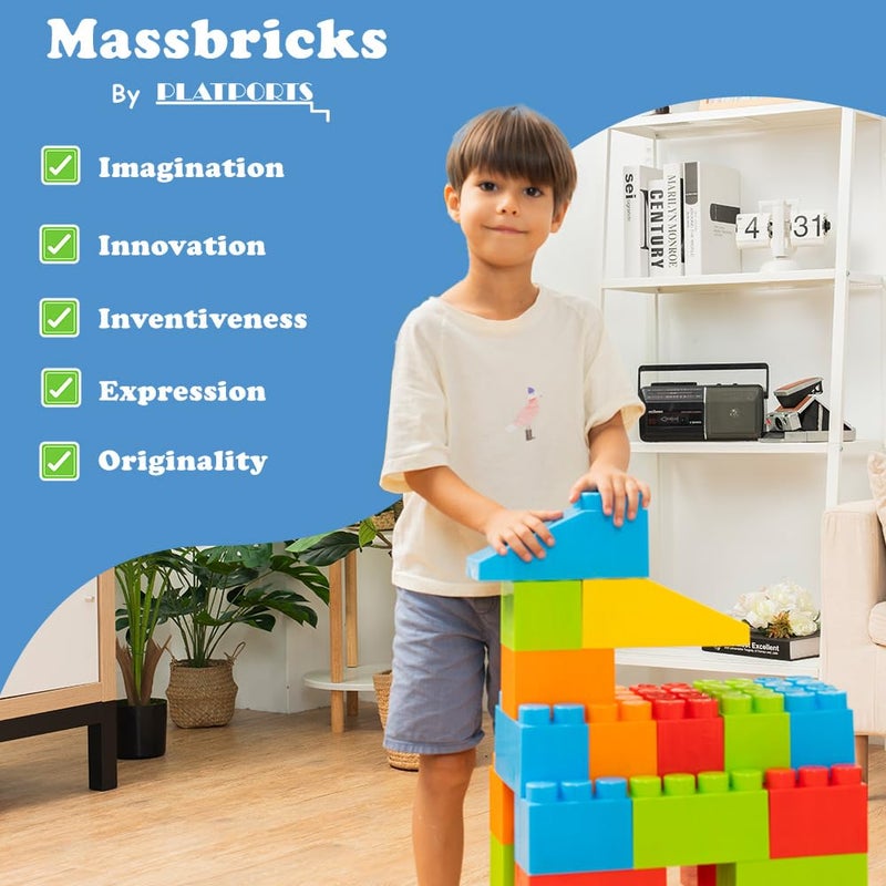 PLATPORTS 48Piece Jumbo Big Building Blocks  Giant XL Large Plastic Blocks for Kids Ages 28 Indoor  Outdoor Construction Play Set - Image 3