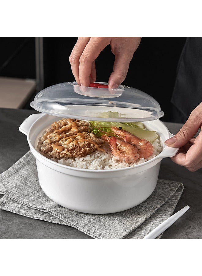 Microwave Heating Special Utensils Hot Rice Lunch Box Steamed Bread Box Steamer Bowl Household Plastic Steamed Bread Bowl With Lid-Specifications:Small Bowl [900ml]]  - Image 3