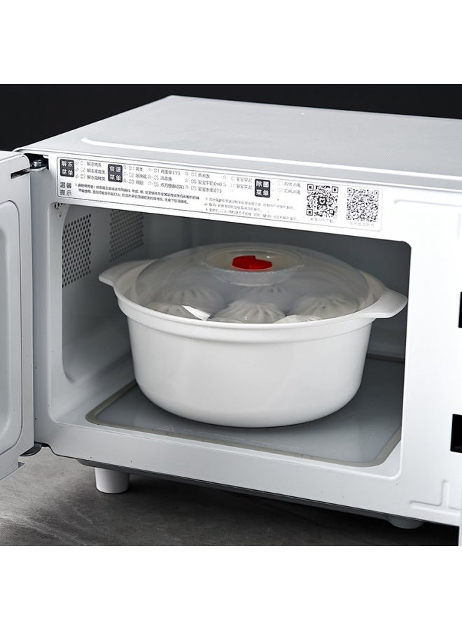 Microwave Heating Special Utensils Hot Rice Lunch Box Steamed Bread Box Steamer Bowl Household Plastic Steamed Bread Bowl With Lid-Specifications:Small Bowl [900ml]]  - Image 4