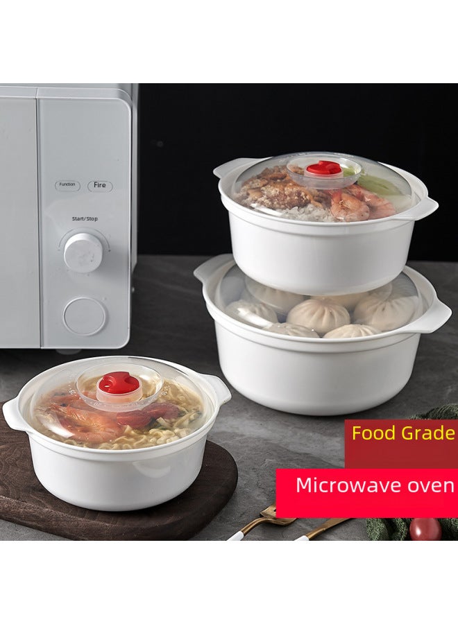 Microwave Heating Special Utensils Hot Rice Lunch Box Steamed Bread Box Steamer Bowl Household Plastic Steamed Bread Bowl With Lid-Specifications:Small Bowl [900ml]]  - Image 2