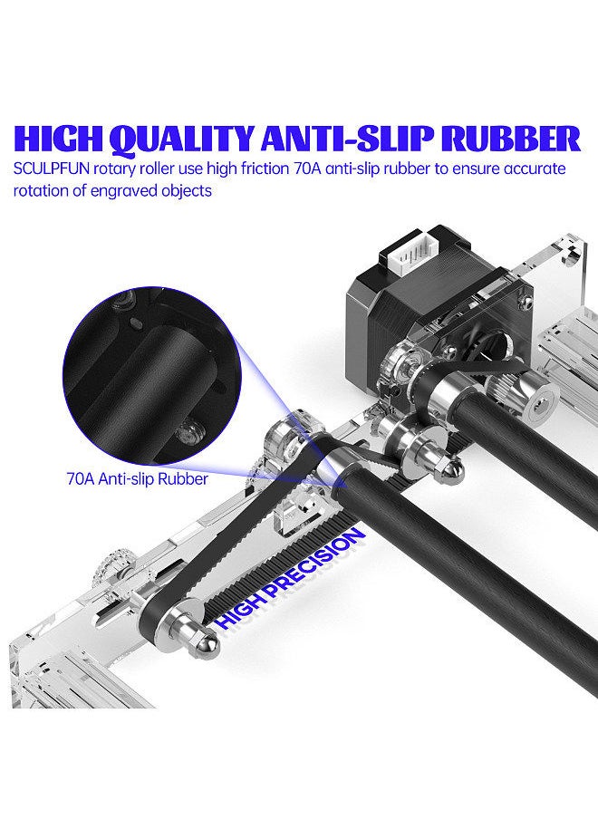 Laser Rotary Roller Laser Engraver Y-axis Rotary Roller 360° Rotating for  6-150mm Different Engraving Diameter for Laser Engraving Cylindrical Objects Cans