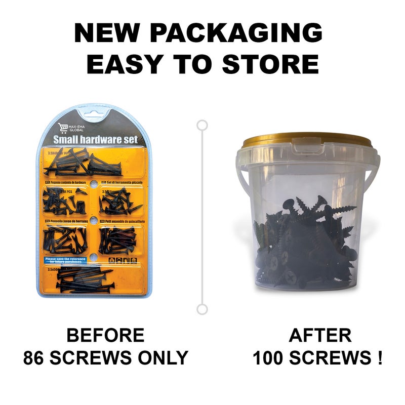 MAX-EMA GLOBAL MAX-EMA Black Screws Set For Drywall 100 Pcs Self Tapping Screws And Heavy Duty Kit Star Head Black Oxide Finsh Bugle Head Wood Screws Ideal For Drywall Hollow And Plaster, Diy And Hardware Use - Image 2