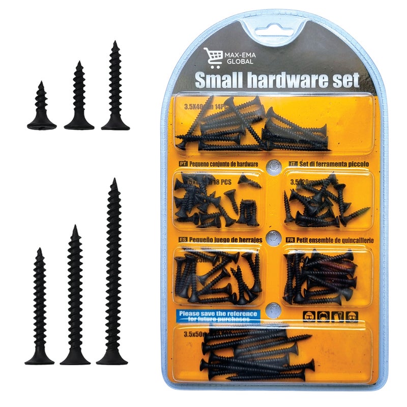 MAX-EMA GLOBAL MAX-EMA Black Screws Set For Drywall 100 Pcs Self Tapping Screws And Heavy Duty Kit Star Head Black Oxide Finsh Bugle Head Wood Screws Ideal For Drywall Hollow And Plaster, Diy And Hardware Use - Image 1