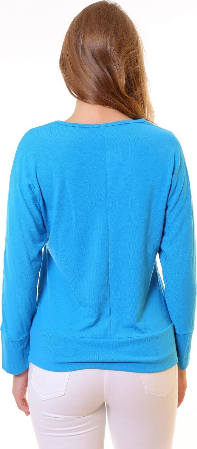 Bluence Blue Gym Women Blue Women's Sweatshirt Shirt Sequin