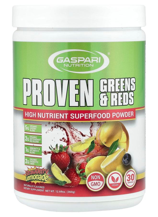 Gaspari Nutrition Proven Greens & Reds Strawberry Lemonade 12.69 oz (360 g) 