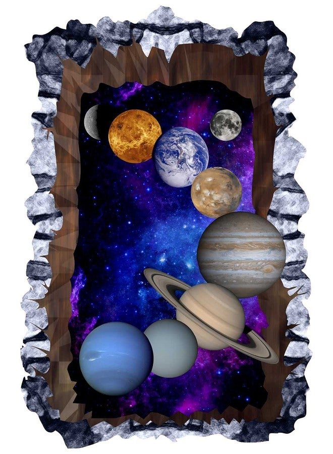 CVANU Beautiful Picture of Solar System in Space Printed PVC Vinyl Floor and Wall Sticker(90cmx60cm) Multicolour - Image 1