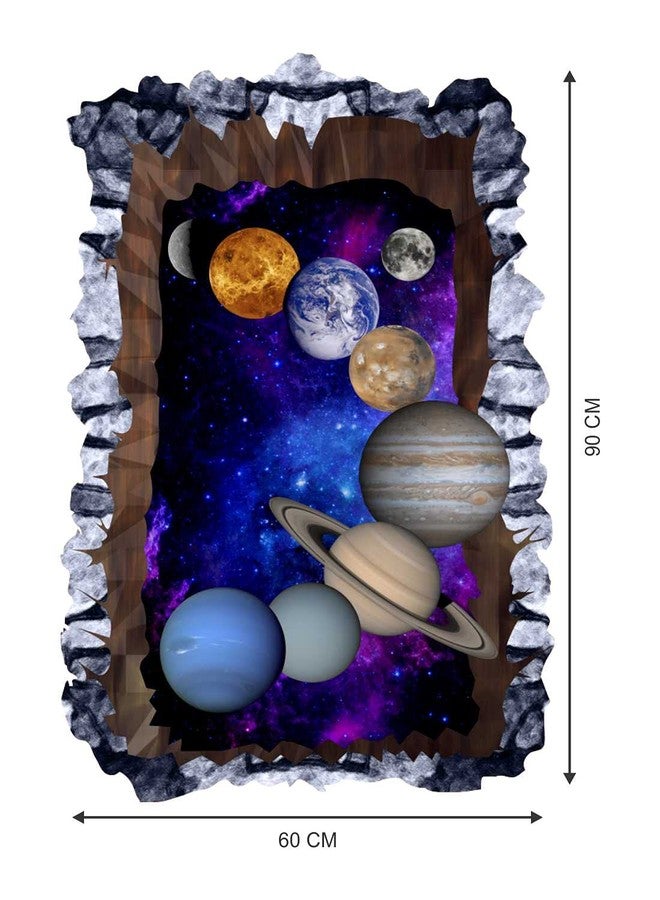 CVANU Beautiful Picture of Solar System in Space Printed PVC Vinyl Floor and Wall Sticker(90cmx60cm) Multicolour - Image 4