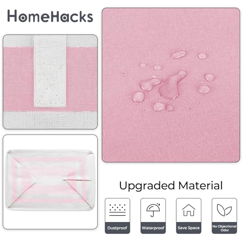 HomeHacks 2 Pack Large Laundry Baskets, Waterproof, Freestanding Laundry Hampers, Collapsible Clothes Hamper with Reinforced Handles in Laundry, College Dorm, Bathroom, Bedroom (Pink, 75Lx2) - Image 5