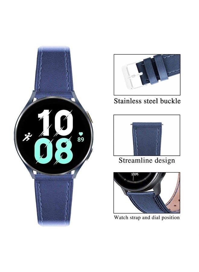 DEALELE Bands Compatible with Samsung Galaxy Watch 6/6 classic / 5/5 Pro / 4/4 Classic / 3 41mm / Active 2, 20mm Printed Leather Replacement Strap for Women Men (Blue) - Image 3