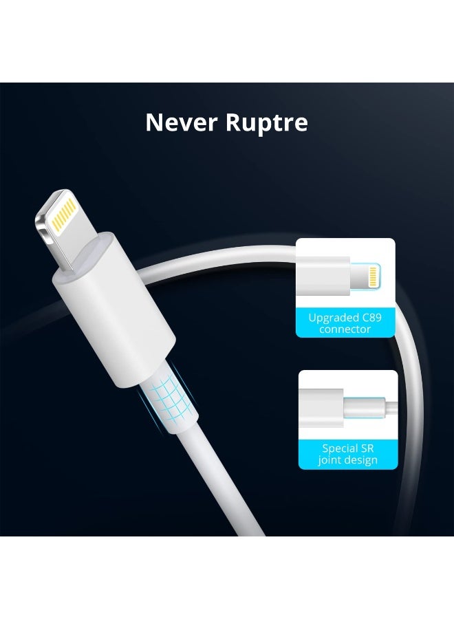 MFi Certified USB-C to Lightning Cable, 1M, Fast Charging Cord for iPhone 15 14 13 12 11 Pro Max Mini XR SE & iPad, 25000+ Bend Lifespan, Durable C89 Connector & TPE Insulation, White Type C to Lightning Charger Cable (3.3ft) - Image 5