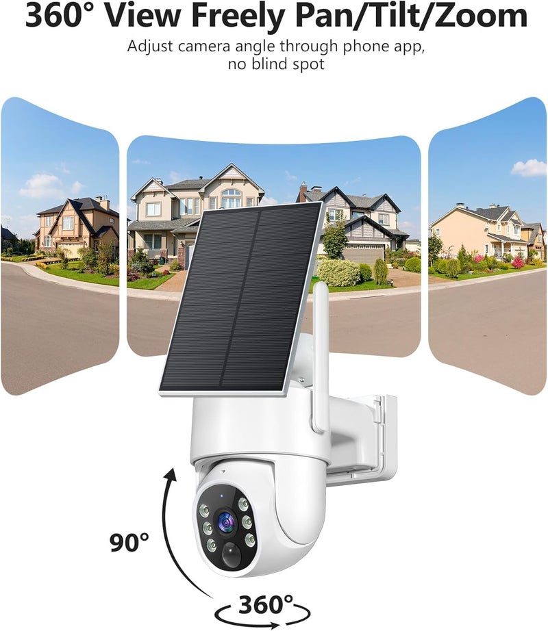 Gianteye 2K Security Camera System, 5GHz&2.4GHz WiFi Solar Wireless Cameras for Home Security, Wire-free Installation, AI Detection, Two-way Audio, Mobile alerts, SD/Cloud Storage, Color Night Vision, 4 Packs - Image 3