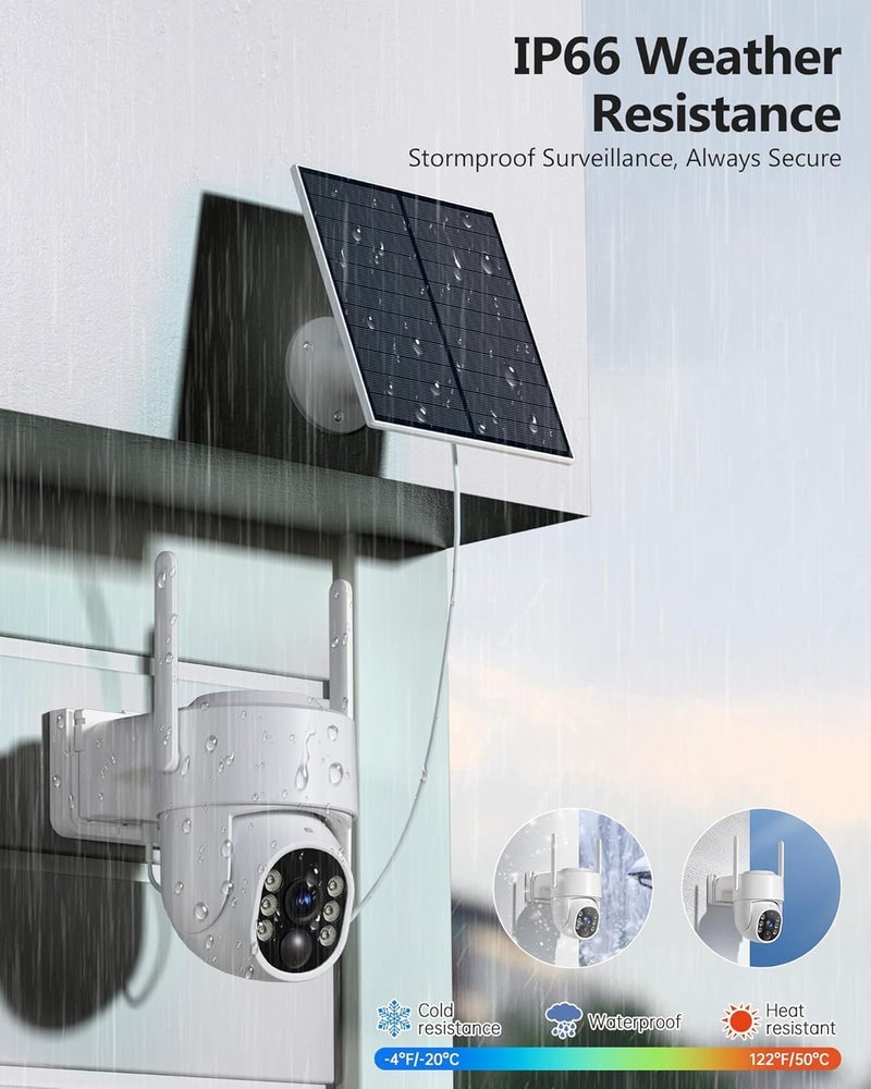Gianteye 2K Security Camera System, 5GHz&2.4GHz WiFi Solar Wireless Cameras for Home Security, Wire-free Installation, AI Detection, Two-way Audio, Mobile alerts, SD/Cloud Storage, Color Night Vision, 4 Packs - Image 5