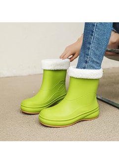 Generic Stylish Waterproof Womens Rain Boots Green [plus cotton]] 